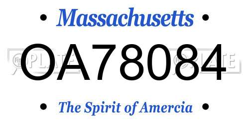 OA78084 Massachusetts License Plate