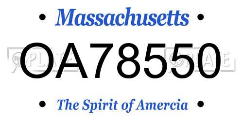OA78550 Massachusetts License Plate