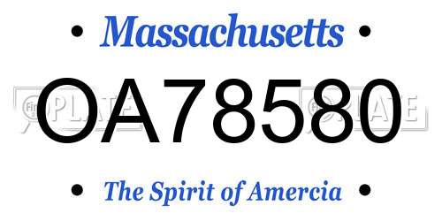 OA78580 Massachusetts License Plate