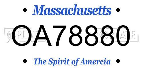 OA78880 Massachusetts License Plate