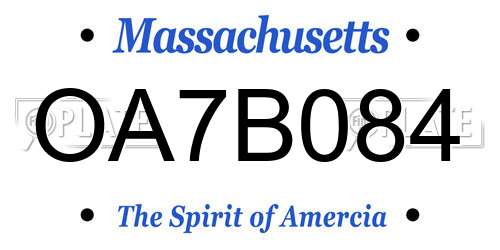 OA7B084 Massachusetts License Plate