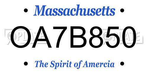 OA7B850 Massachusetts License Plate