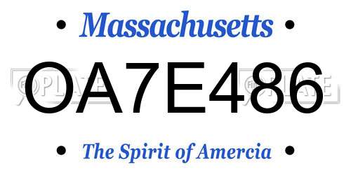 OA7E486 Massachusetts License Plate
