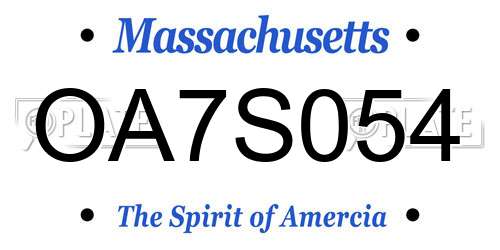 OA7S054 Massachusetts License Plate