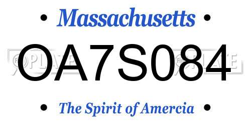 OA7S084 Massachusetts License Plate