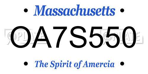 OA7S550 Massachusetts License Plate