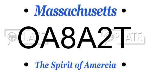 OA8A2T Massachusetts License Plate