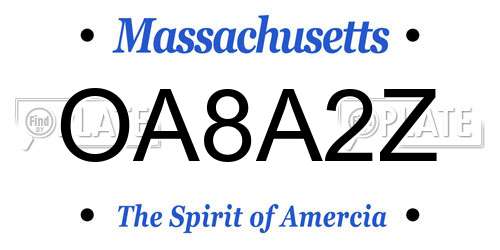 OA8A2Z Massachusetts License Plate
