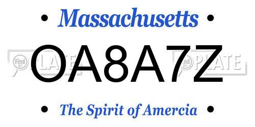 OA8A7Z Massachusetts License Plate