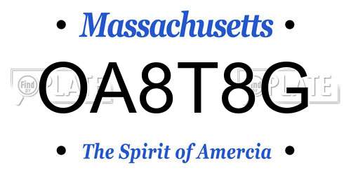 OA8T8G Massachusetts License Plate
