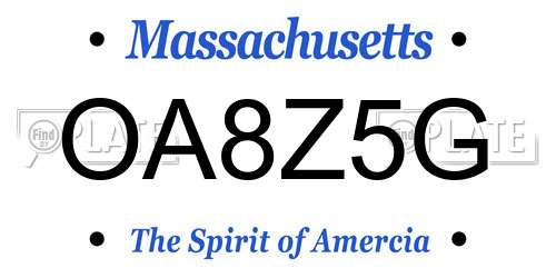 OA8Z5G Massachusetts License Plate