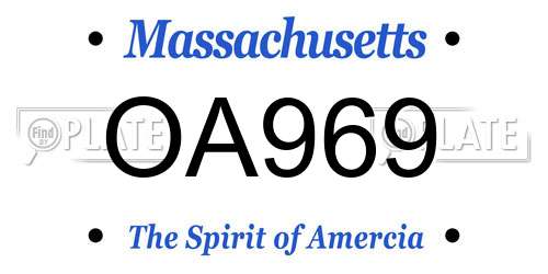 OA969 Massachusetts License Plate