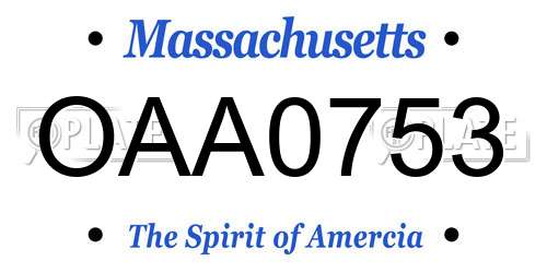 OAA0753 Massachusetts License Plate