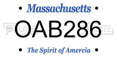 OAB286 Massachusetts License Plate