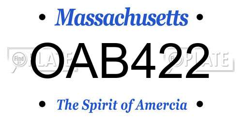 OAB422 Massachusetts License Plate