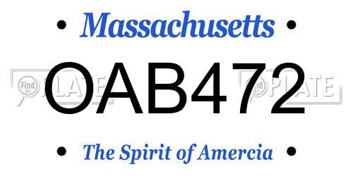 OAB472 Massachusetts License Plate