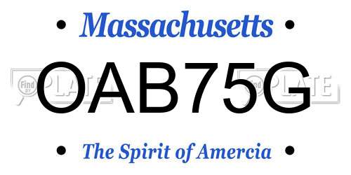 OAB75G Massachusetts License Plate