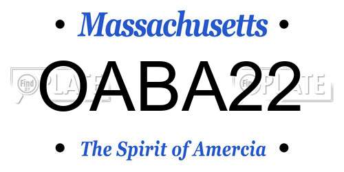 OABA22 Massachusetts License Plate