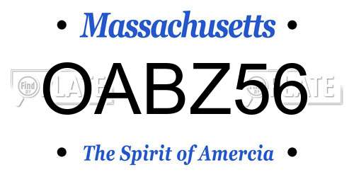 OABZ56 Massachusetts License Plate