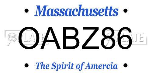 OABZ86 Massachusetts License Plate