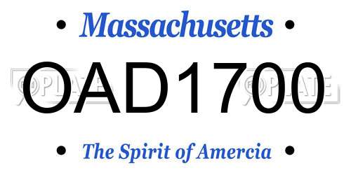 OAD1700 Massachusetts License Plate