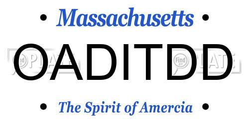 OADITDD Massachusetts License Plate