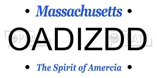 OADIZDD Massachusetts License Plate