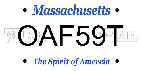 OAF59T Massachusetts License Plate