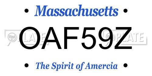OAF59Z Massachusetts License Plate