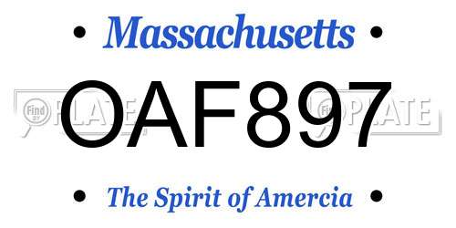 OAF897 Massachusetts License Plate