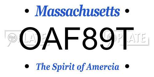 OAF89T Massachusetts License Plate