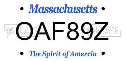 OAF89Z Massachusetts License Plate