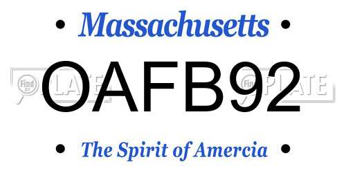 OAFB92 Massachusetts License Plate