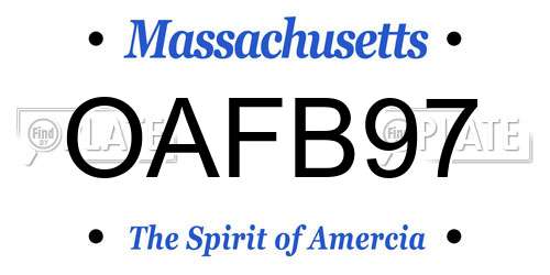 OAFB97 Massachusetts License Plate