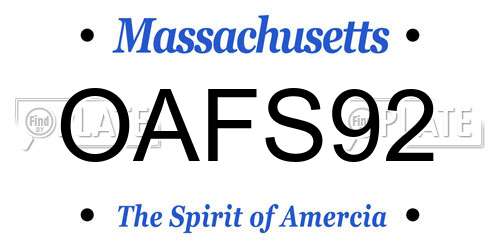 OAFS92 Massachusetts License Plate