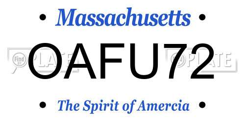 OAFU72 Massachusetts License Plate