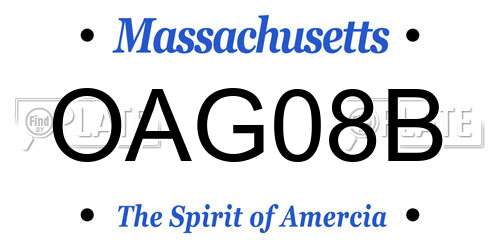 OAG08B Massachusetts License Plate