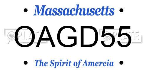 OAGD55 Massachusetts License Plate