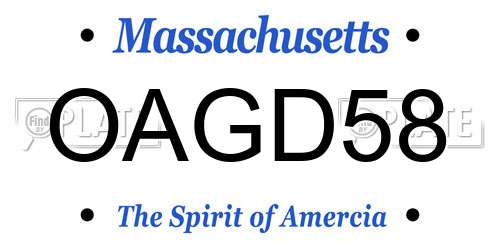 OAGD58 Massachusetts License Plate