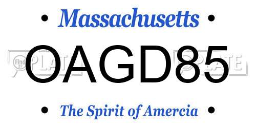 OAGD85 Massachusetts License Plate