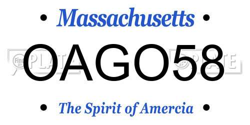 OAGO58 Massachusetts License Plate