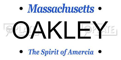 OAKLEY Massachusetts License Plate