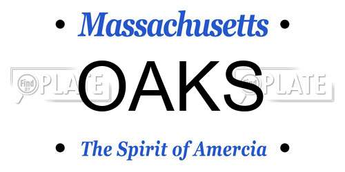 OAKS Massachusetts License Plate