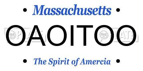 OAOITOO Massachusetts License Plate