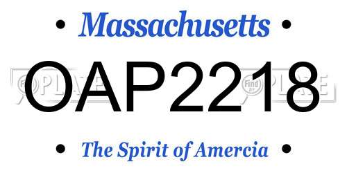 OAP2218 Massachusetts License Plate