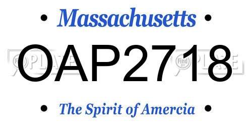 OAP2718 Massachusetts License Plate