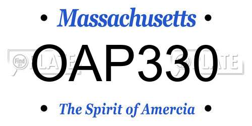 OAP330 Massachusetts License Plate