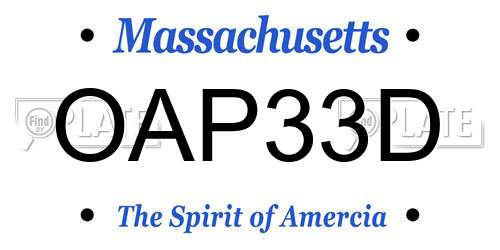 OAP33D Massachusetts License Plate