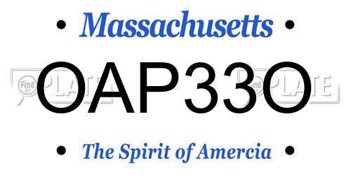 OAP33O Massachusetts License Plate