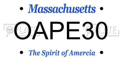 OAPE30 Massachusetts License Plate